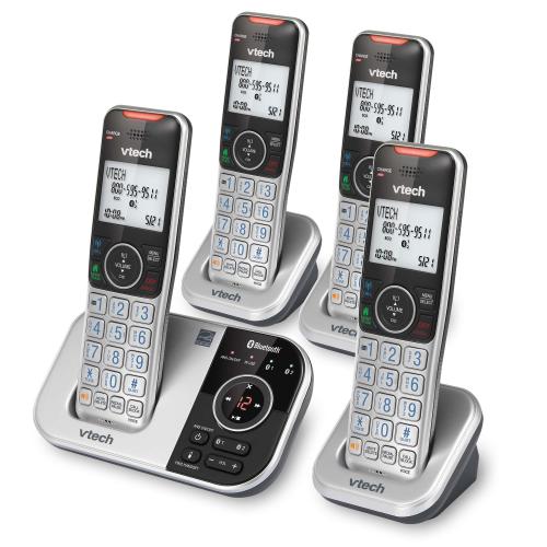 Display larger image of 4-Handset Expandable Cordless Phone with Bluetooth Connect to Cell, Smart Call Blocker and Answering System &#40;Silver & Black&#41; - view 2