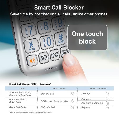 Display larger image of 4-Handset Expandable Cordless Phone with Bluetooth Connect to Cell, Smart Call Blocker and Answering System &#40;Silver & Black&#41; - view 8