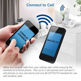 2-Handset Expandable Cordless Phone with Bluetooth Connect to Cell™, Smart Call Blocker and Answering System (Silver & White) - view 4