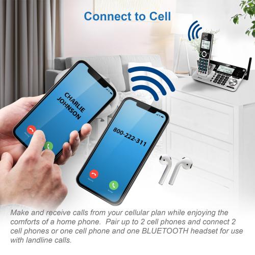 Display larger image of 4-Handset Extended Range Expandable Cordless Phone with Bluetooth Connect to Cell, Smart Call Blocker and Answering System - view 4