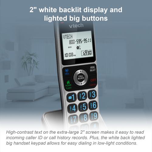 Display larger image of Extended Range Expandable Cordless Phone with Bluetooth Connect to Cell, Smart Call Blocker and Answering System - view 7