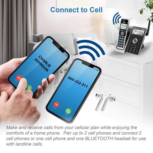 Display larger image of 2-Handset Extended Range Expandable Cordless Phone with Bluetooth Connect to Cell, Smart Call Blocker and Answering System - view 4